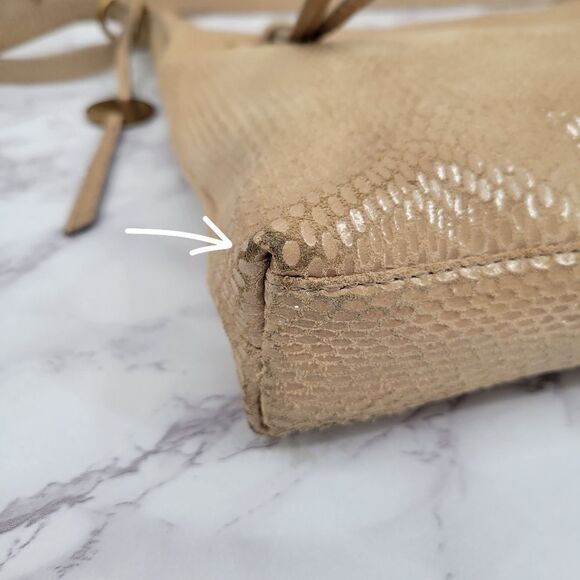 Margot Leather Snakeskin Snake Print Embossed Beige Crossbody Bag - Picture 16 of 16